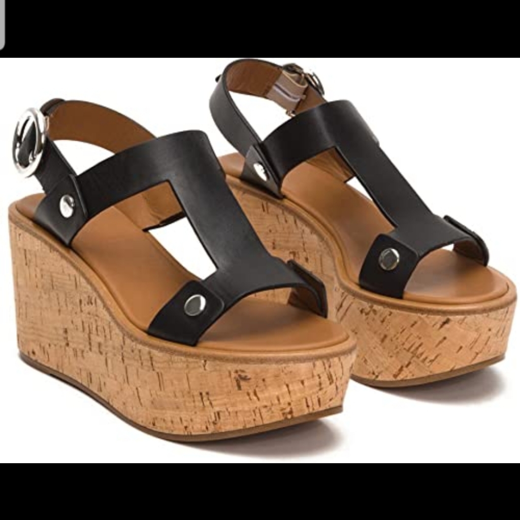 Frye Dahlia Rivet Leather Wedge Sandals Nwt